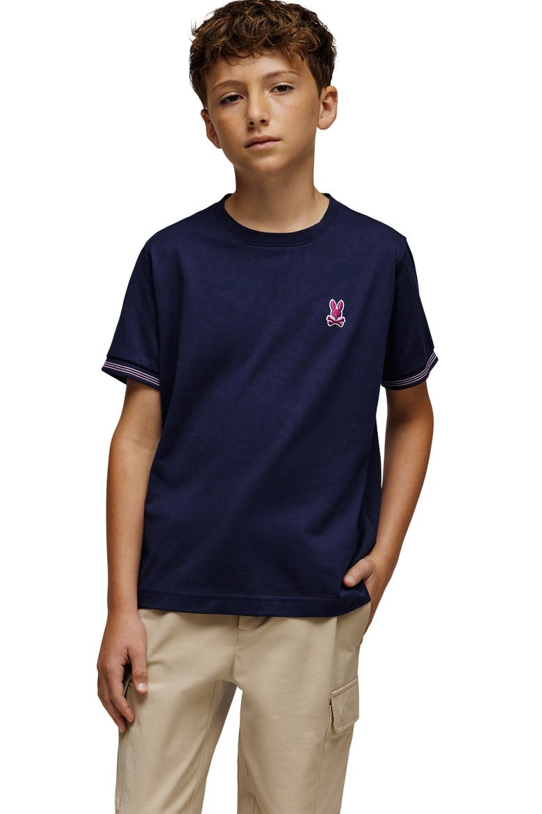 Kids' Hart Embroidered Logo Cotton T-Shirt, Alternate, color, EVENING BLUE
