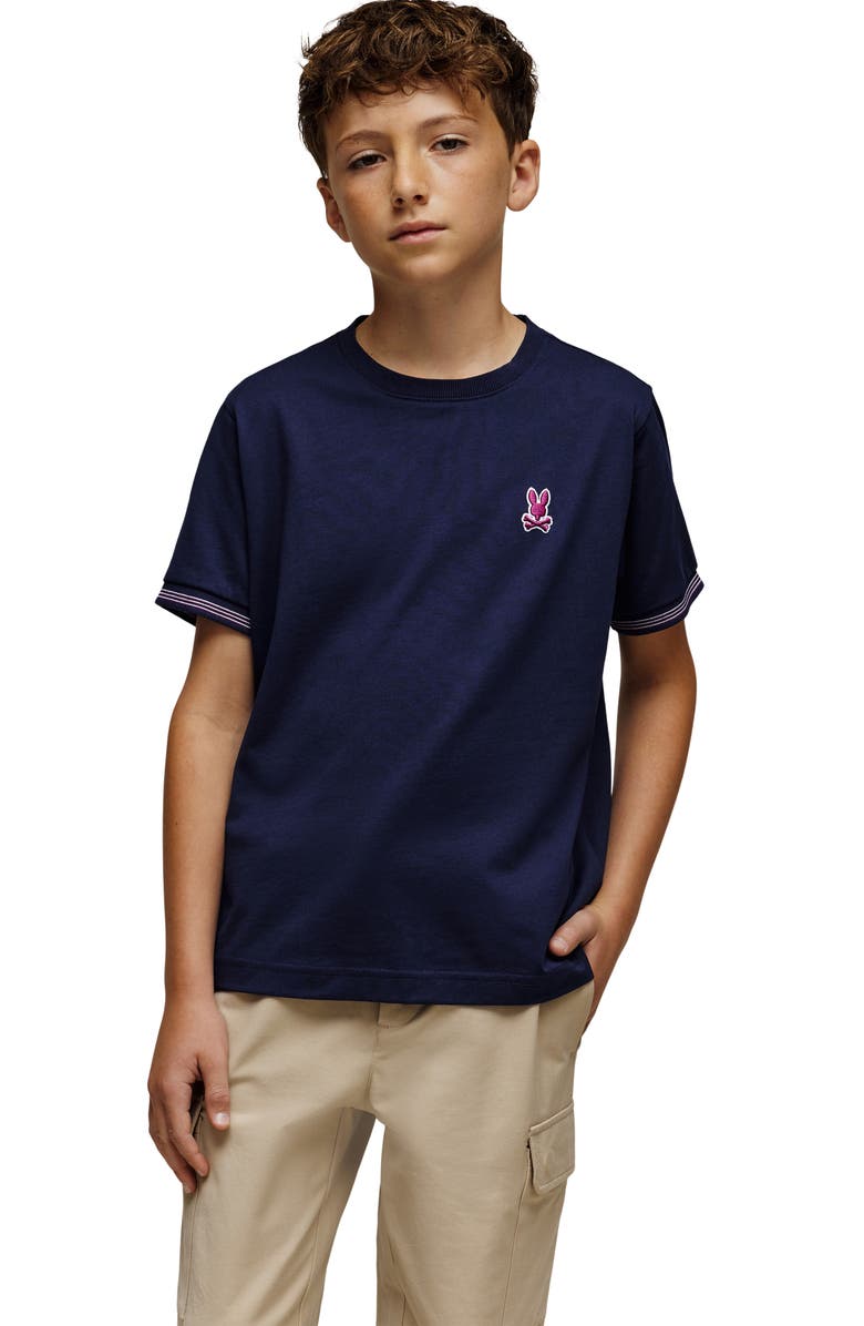 Psycho Bunny Kids' Hart Embroidered Logo Cotton T-Shirt, Alternate, color, Evening Blue