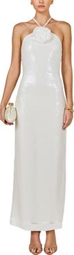 Endless Rose Rose Sequin Halter Maxi Dress