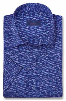David Donahue Printed Short Sleeve Sport Shirt