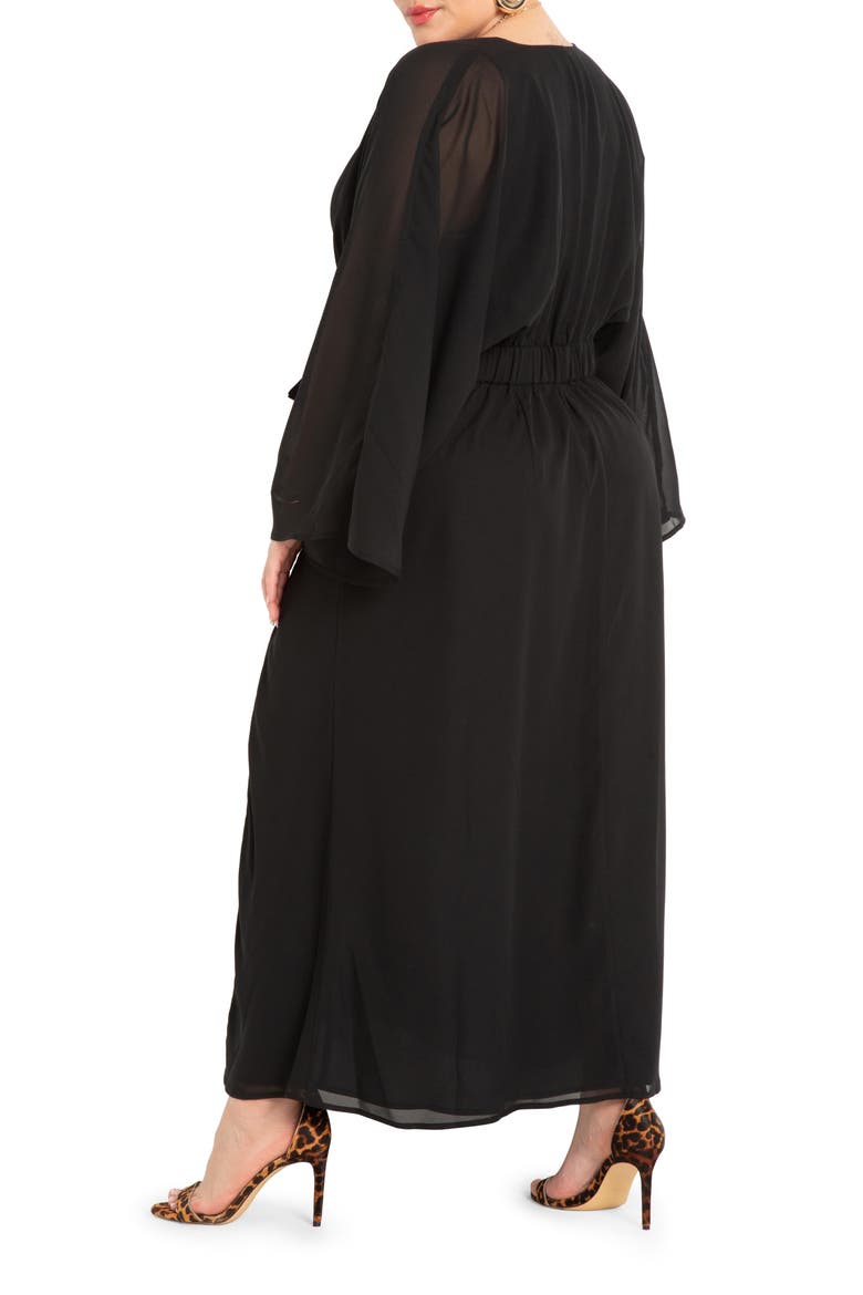 Sheer Long Sleeve Maxi Dress, Alternate, color, BLACK ONYX