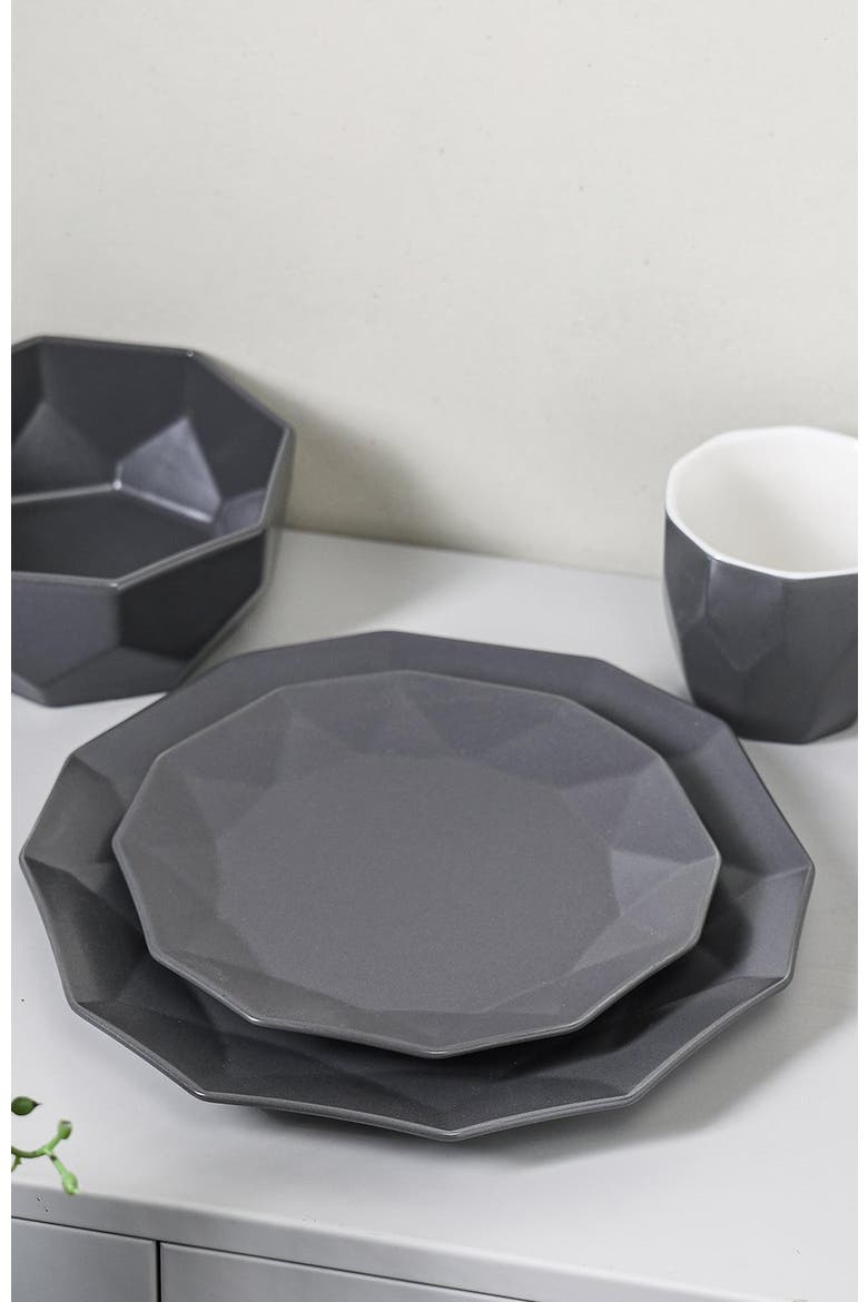 Jamie Porcelain 16-Piece Dinnerware Set, Alternate, color, Grey