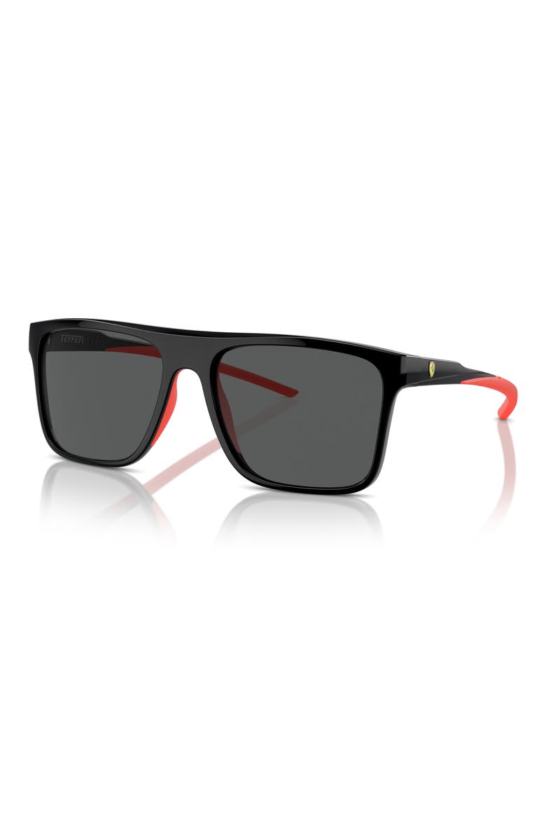58mm Square Sunglasses, Alternate, color, BLACK