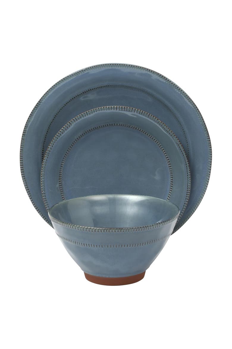 12pc Round Terracotta Dinnerware Set, Alternate, color, Blue