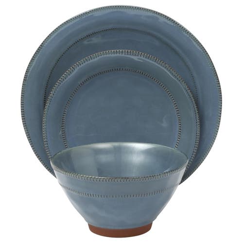 Gibson 12pc Round Terracotta Dinnerware Set In Blue
