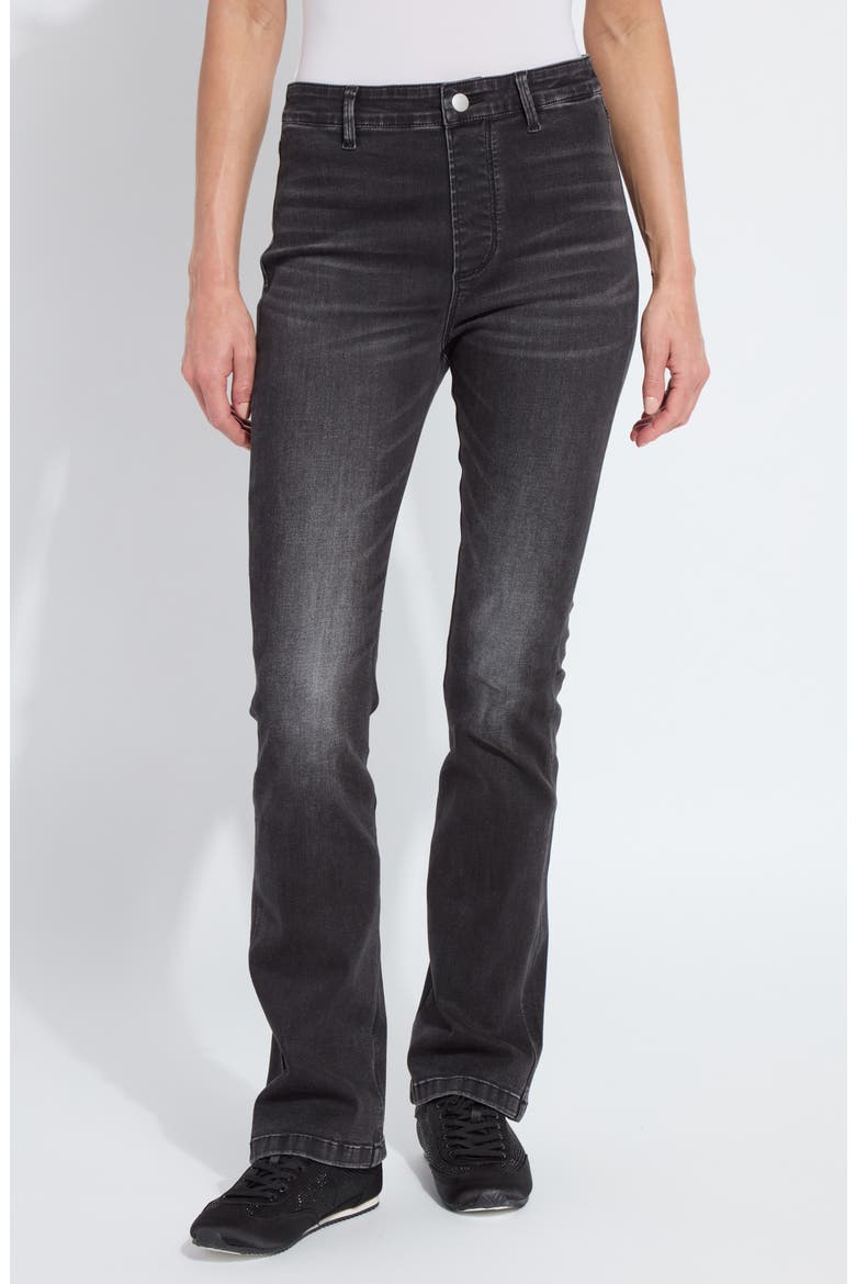 Estelle Pull-On High Waist Flare Jeans, Main, color, DISTRESSED BLACK