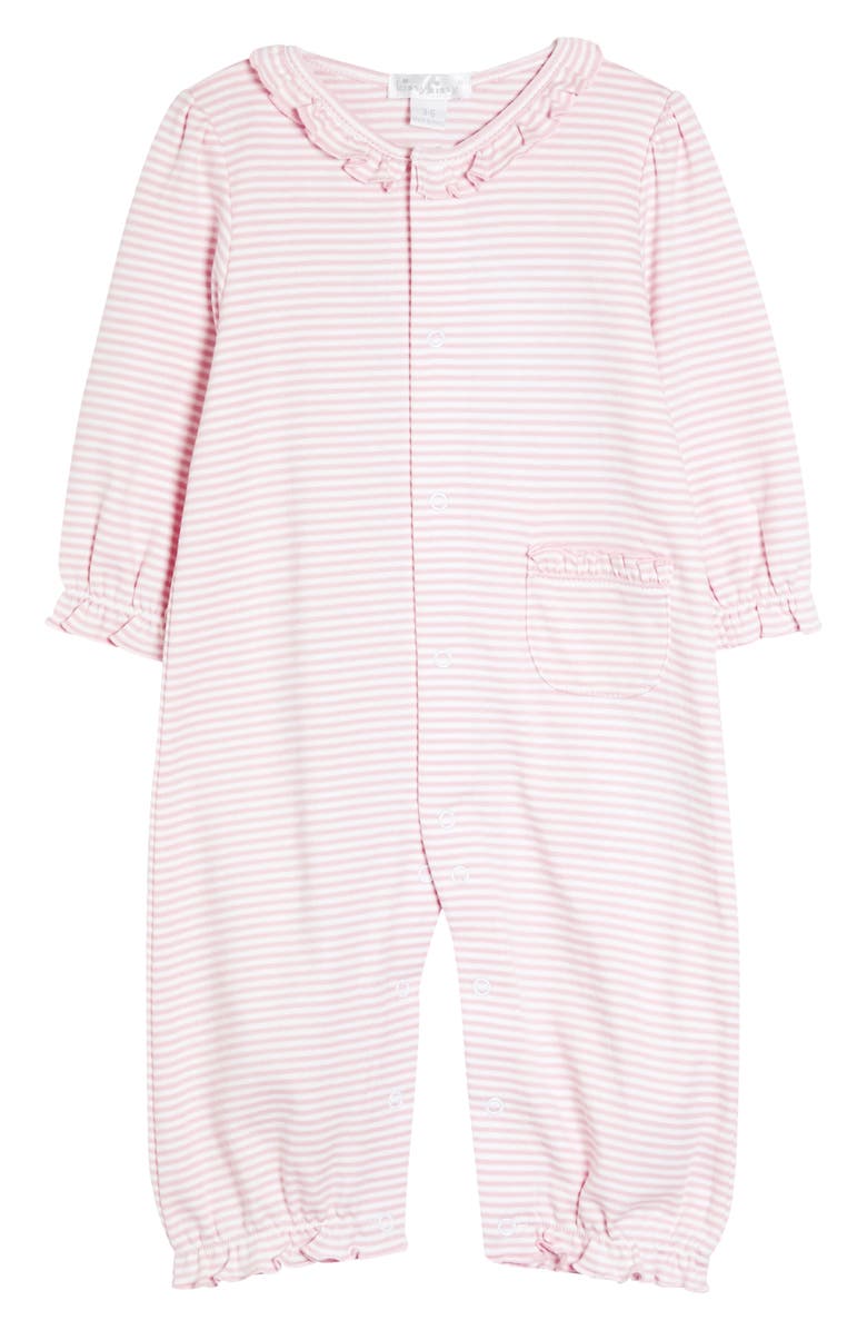 Kissy Kissy Simple Stripe Pima Cotton Footie, Main, color, Pink