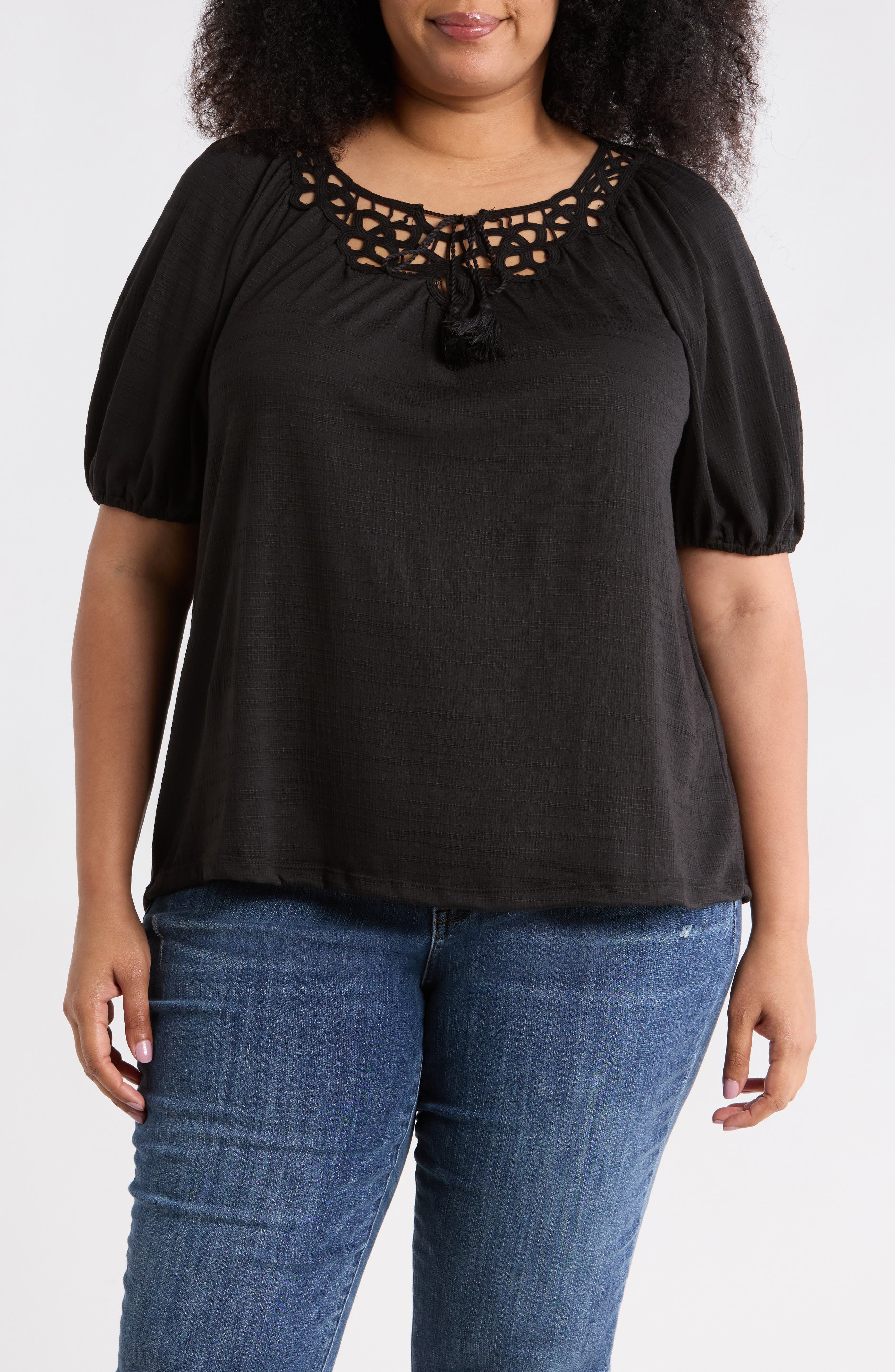 MAX STUDIO Elbow Sleeve Yoke Top