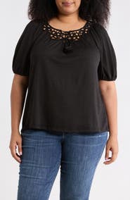 MAX STUDIO Elbow Sleeve Yoke Top