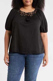 MAX STUDIO Elbow Sleeve Yoke Top