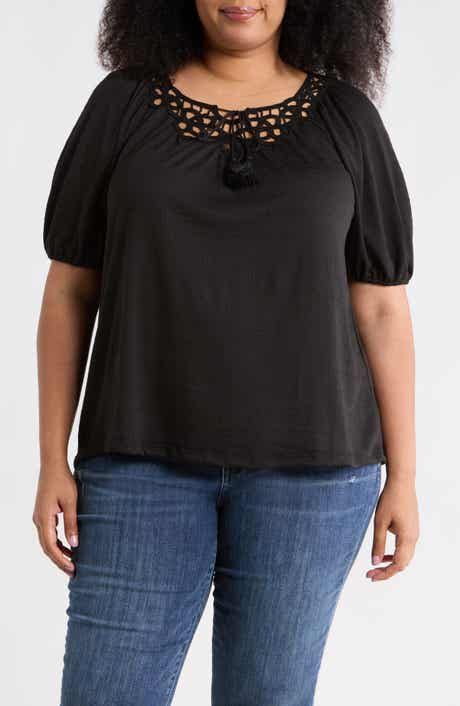 MAX STUDIO Elbow Sleeve Yoke Top