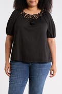 MAX STUDIO Elbow Sleeve Yoke Top