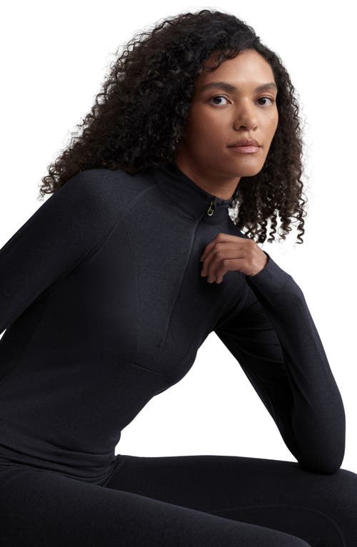 Varley Always Warm Base Layer Half Zip Top In Black Marl