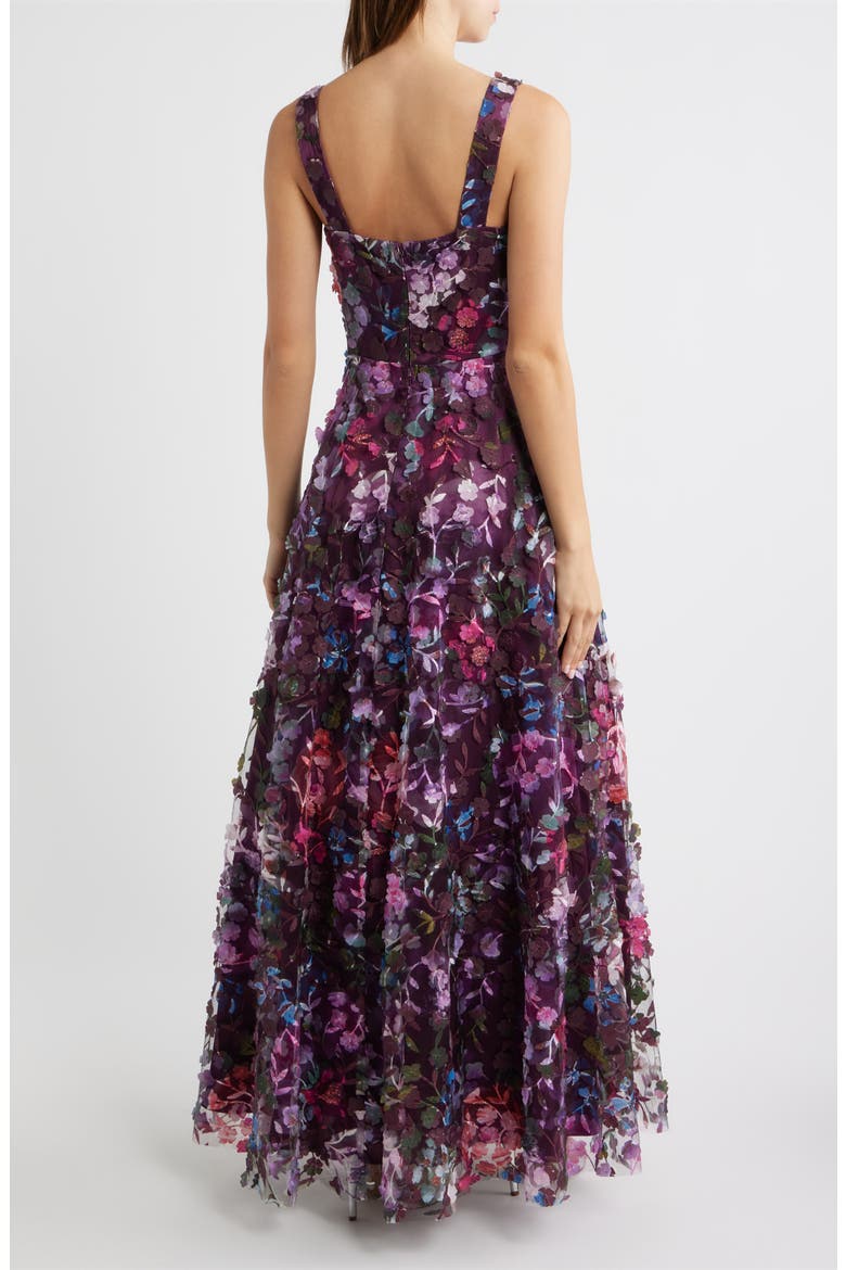 Floral Appliqué Sleeveless Gown, Alternate, color, EGGPLANT