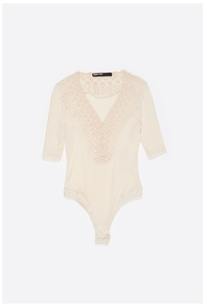 Embroidered Bodysuit, Alternate, color, IVORY