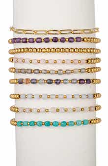 EYE CANDY LOS ANGELES Korina Set of 9 Assorted Beaded Stretch Bracelets