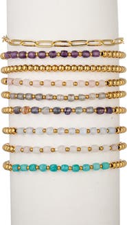 EYE CANDY LOS ANGELES Korina Set of 9 Assorted Beaded Stretch Bracelets