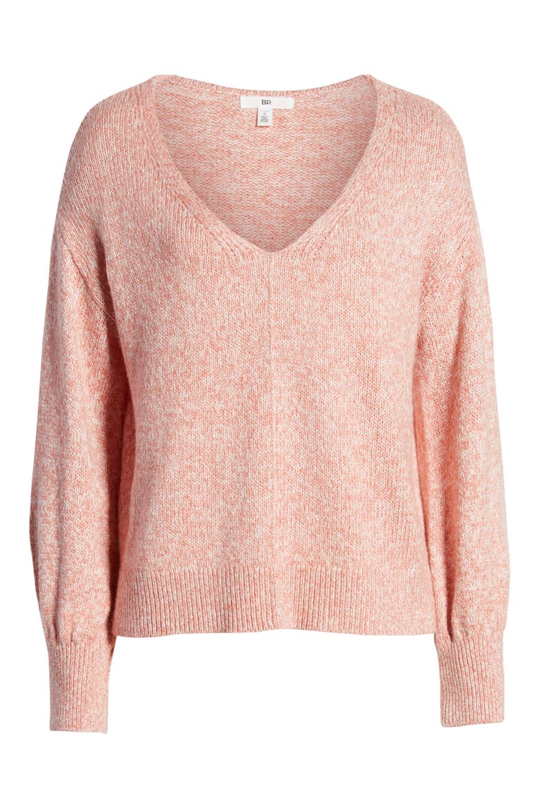 Everyday V-Neck Sweater, Alternate, color, CORAL CLAY MARL