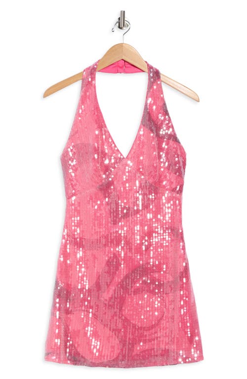 Hutch Mollie Sequin Halter Minidress In Pink