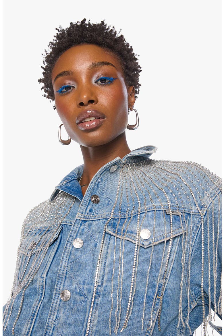 The Fly Away Cropped Denim Jacket, Alternate, color, SPARKLE EMERGENCY KIT