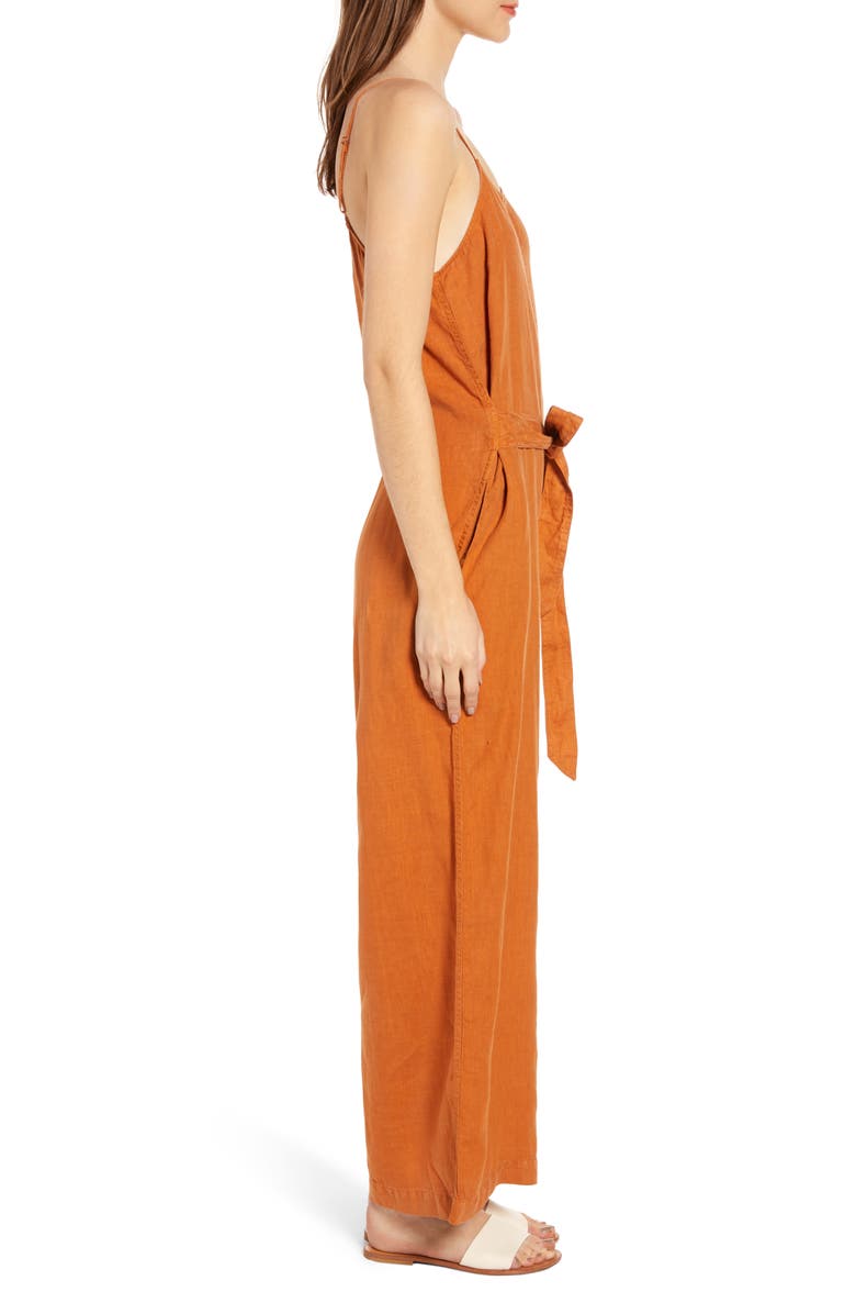 Lou & Grey Tie Waist Linen Jumpsuit, Alternate, color, 