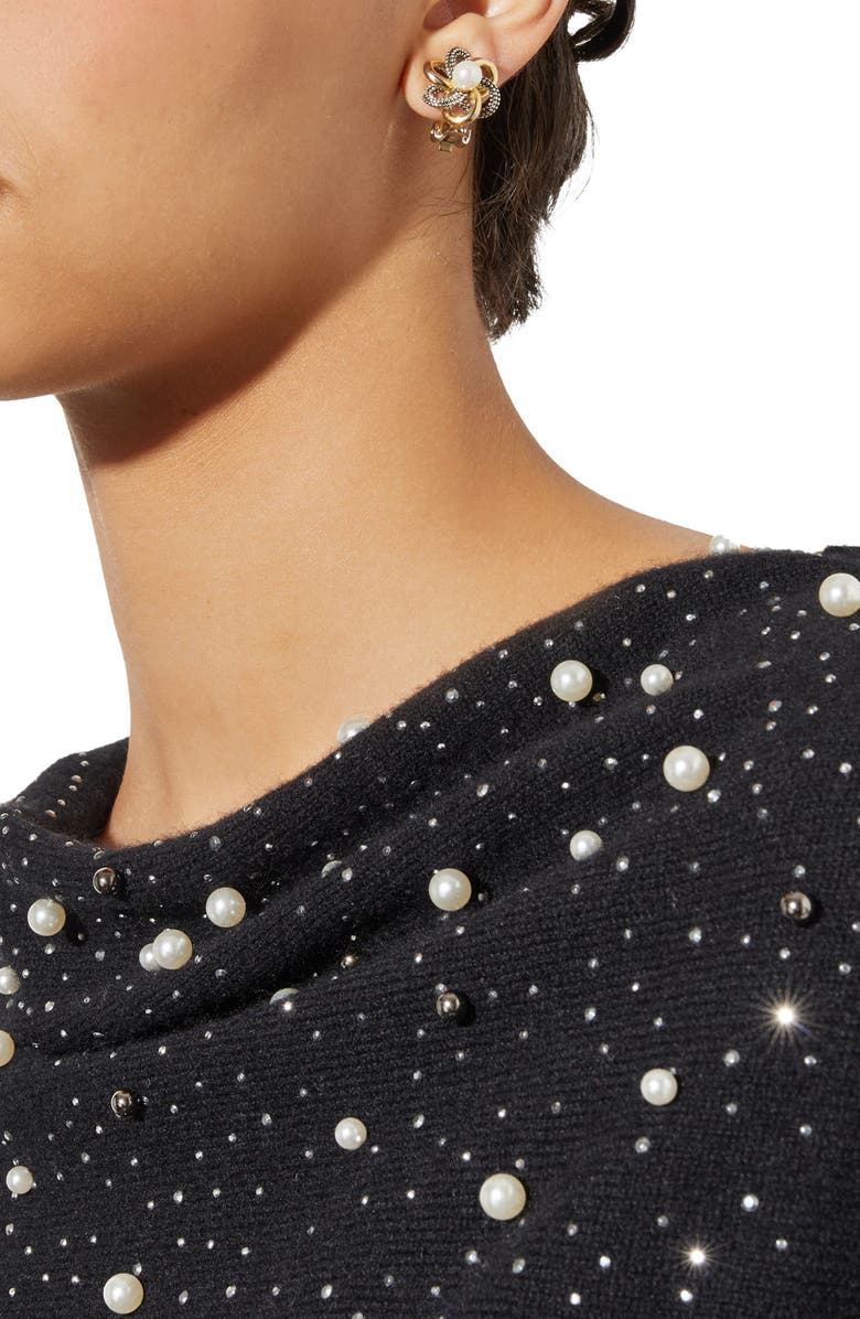 Ming Wang Imitation Pearl Wool & Cashmere Poncho, Alternate, color, 