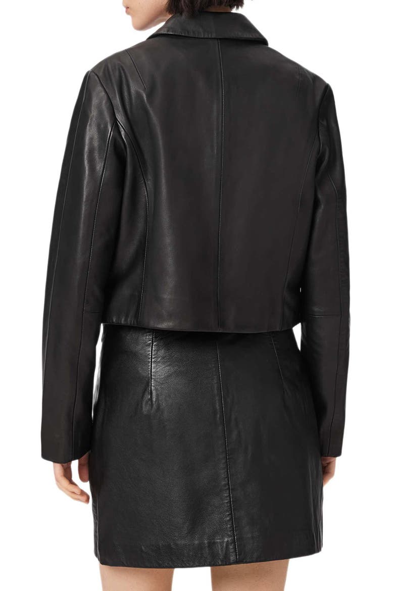 Apton Leather Blazer, Alternate, color, BLACK