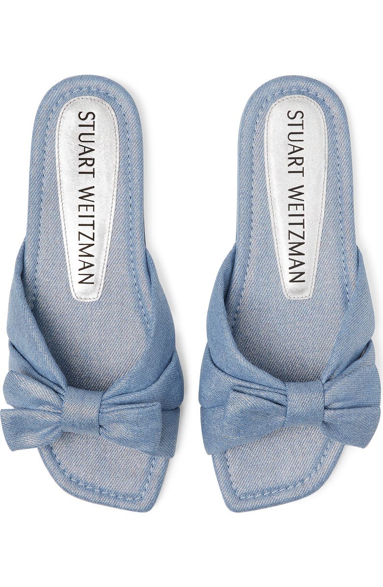 Stuart Weitzman Sofia Bow Slide Sandal, Alternate, color, Silver