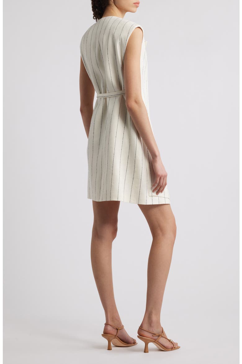 Dagania Pinstripe Sleeveless Linen Blend Sheath Dress, Alternate, color, WHITE/ NAVY PINSTRIPE