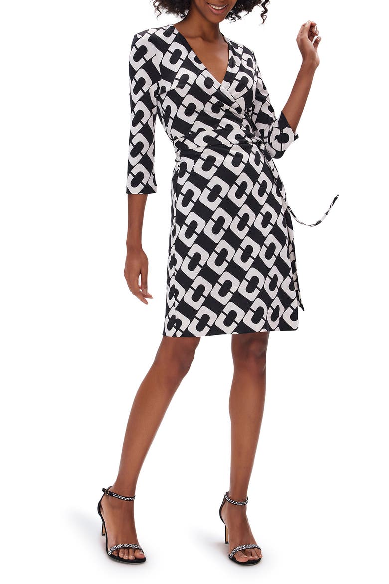New Julian Two Print Silk Wrap Dress, Main, color, CHAIN LINK GIANT
