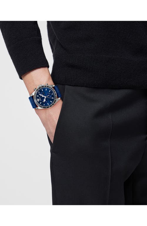 Versace Greca Chrono 43mm In Blue/stainless Steel