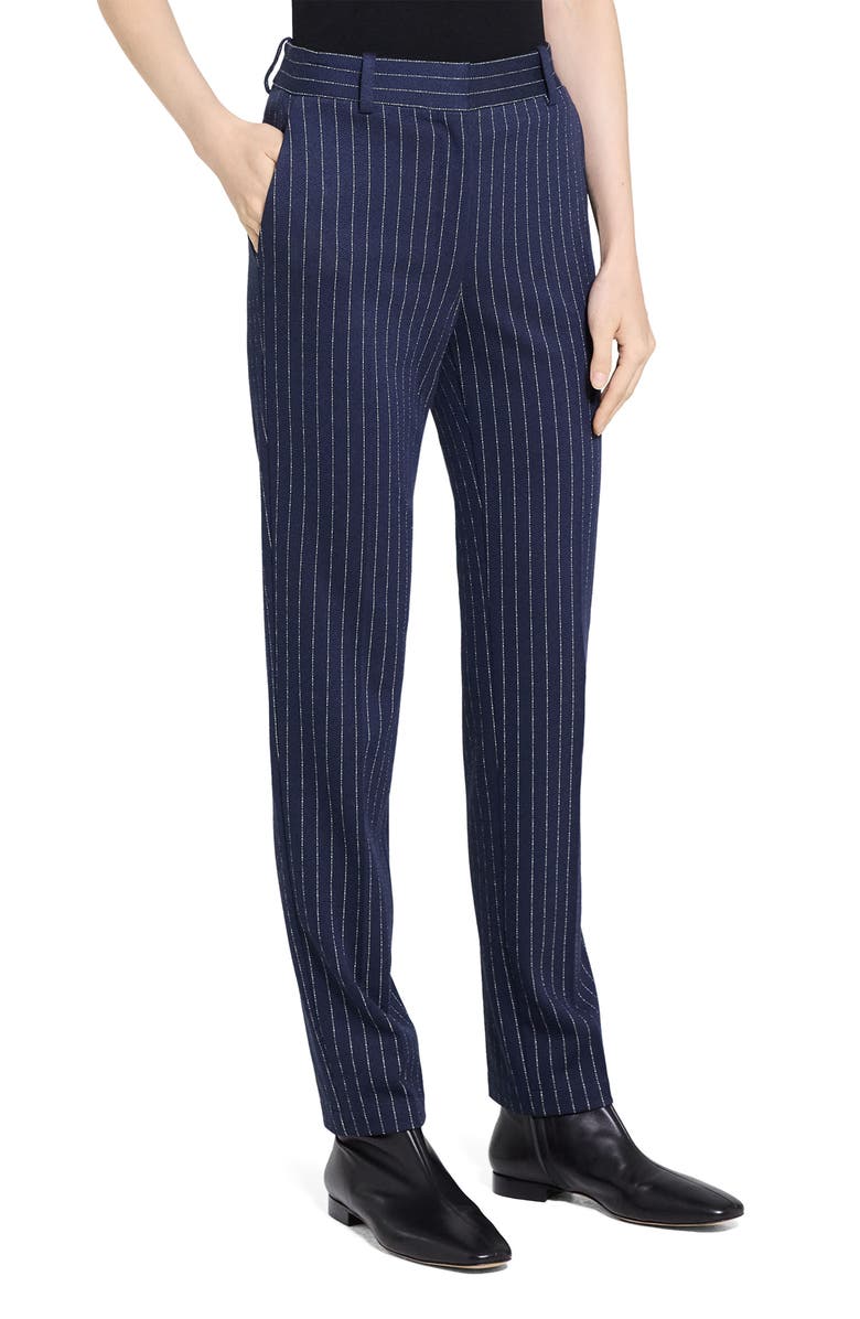 Theory Pinstripe Slim Fit Pants, Alternate, color, Navy Multi