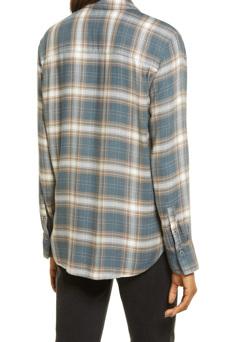 TREASURE AND BOND Plaid Boyfriend Shirt, Alternate, color, BLUE SLATE CASCADE PLAID
