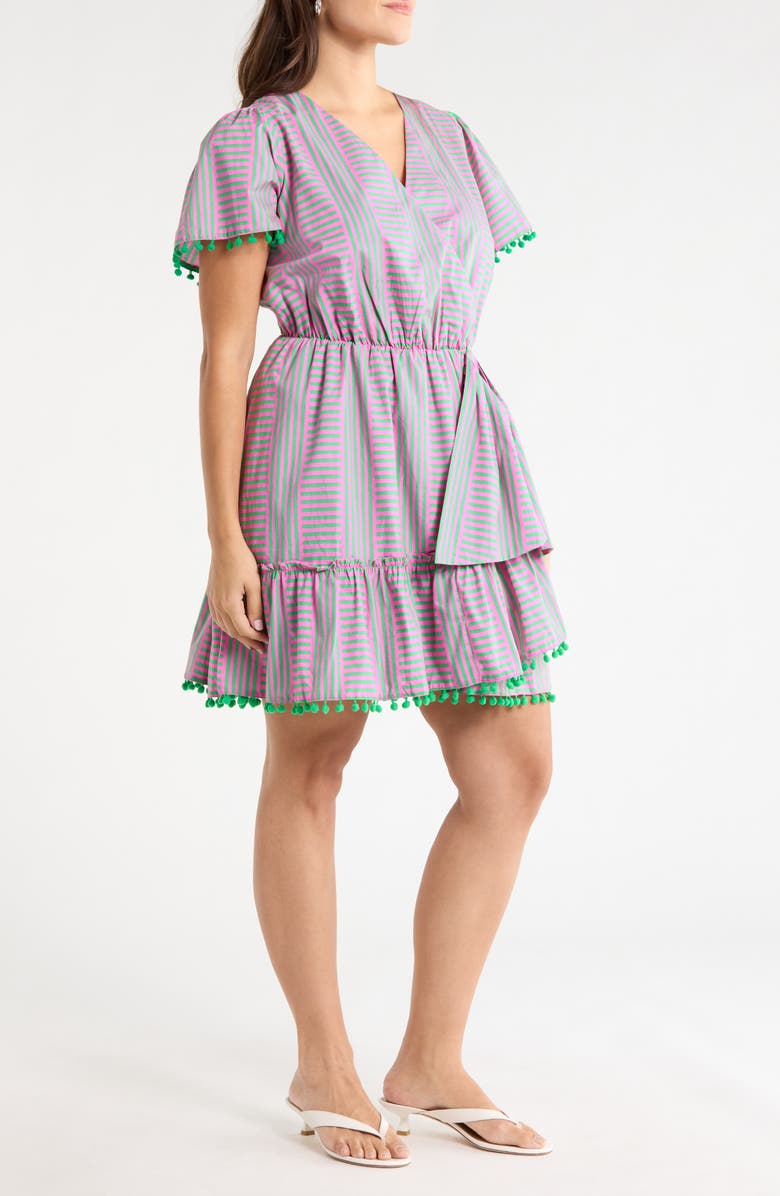SUGARLIPS Valda Tiered Ruffle Minidress, Alternate, color, Pink-Green-Multi