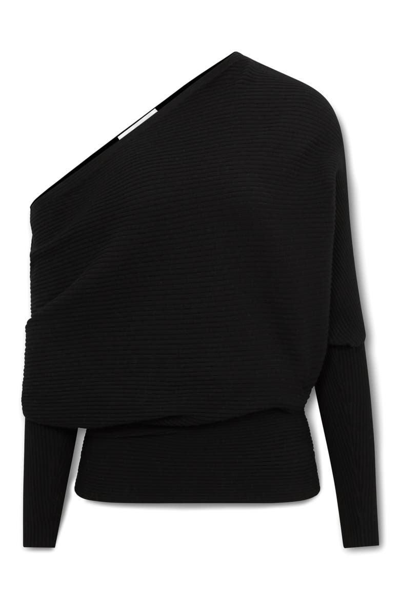 Lorna Off the Shoulder Rib Sweater, Alternate, color, BLACK