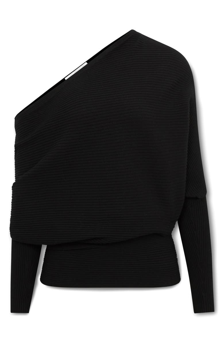 Reiss Lorna Off the Shoulder Rib Sweater, Alternate, color, Black