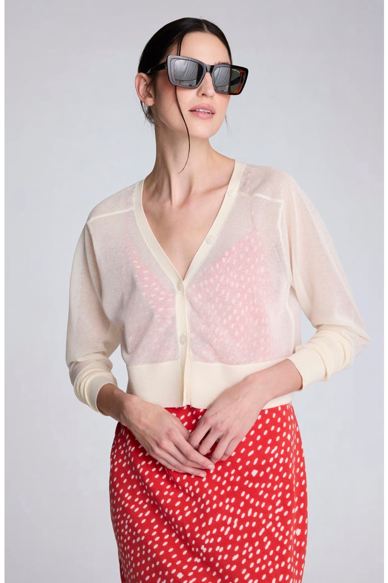 Crop Sheer Saddle Shoulder Cardigan, Alternate, color, OYSTER