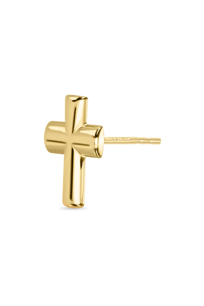 14k Gold Cross Stud Earrings, Alternate, color, 14KY