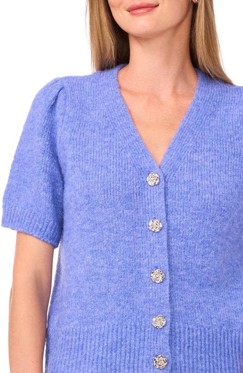 Ted Baker Short Sleeve Button Front Cardigan, Alternate, color, Dusty Cobalt