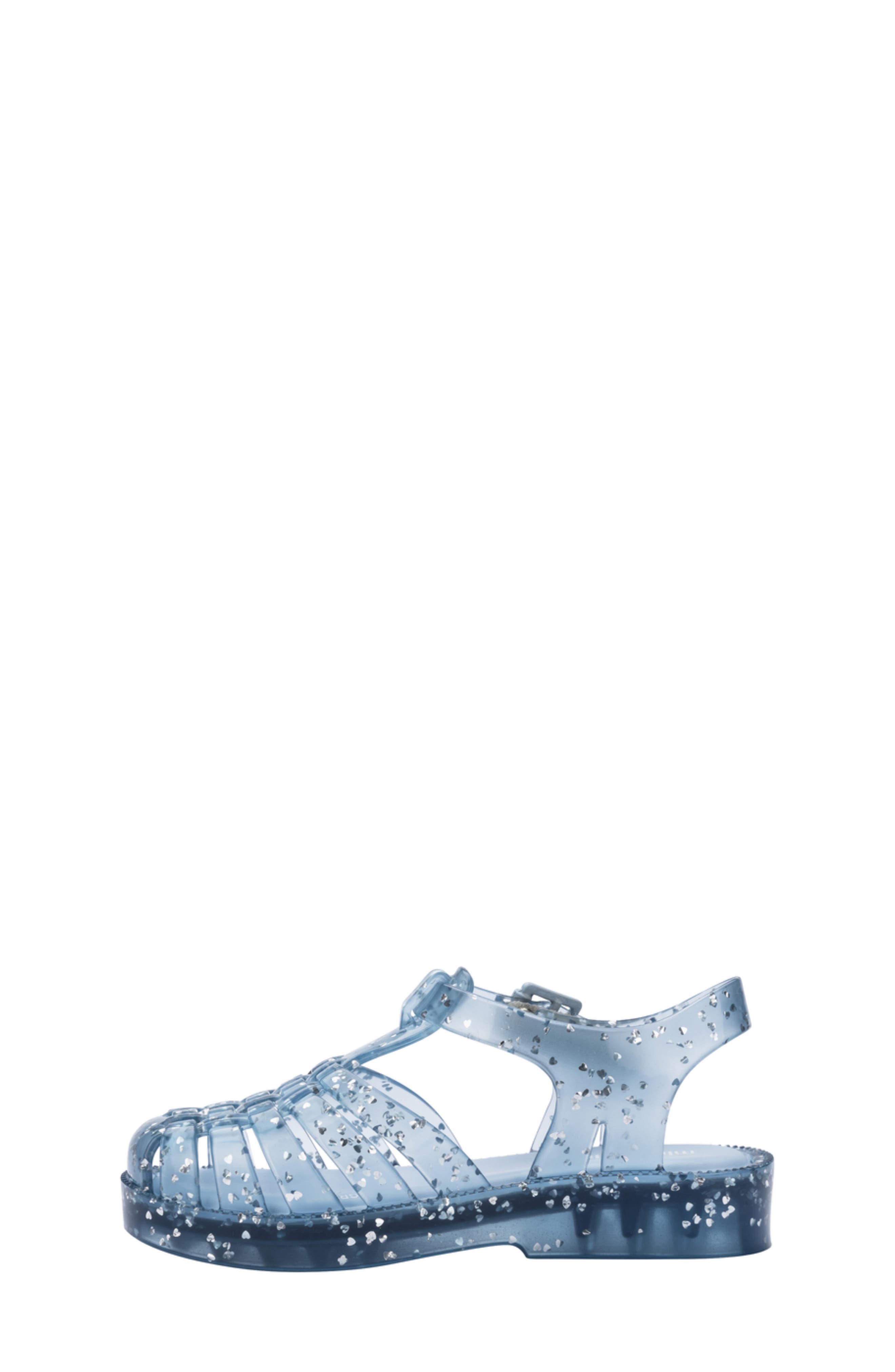 Mini Melissa Kids' Possession Glitter Fisherman Sandal, Alternate, color, Glitter Blue