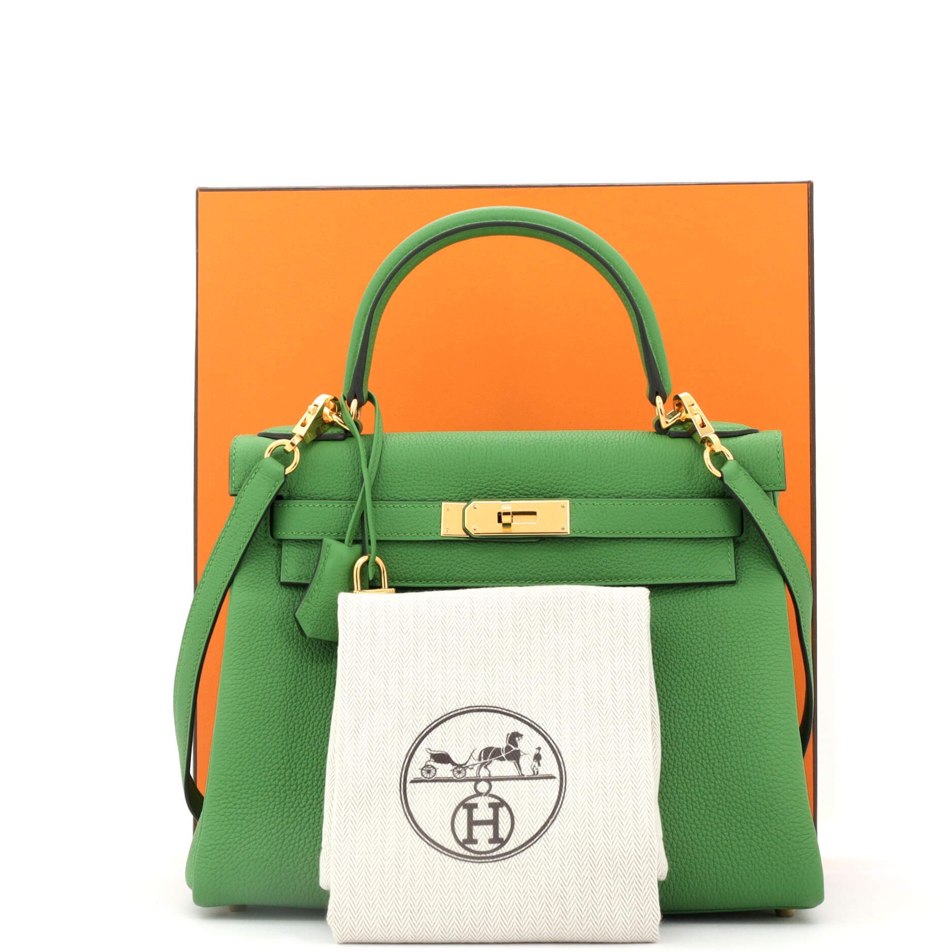 Pre-Owned Hermes Kelly Handbag Green Togo with Gold Hardware 28, Alternate, color, 