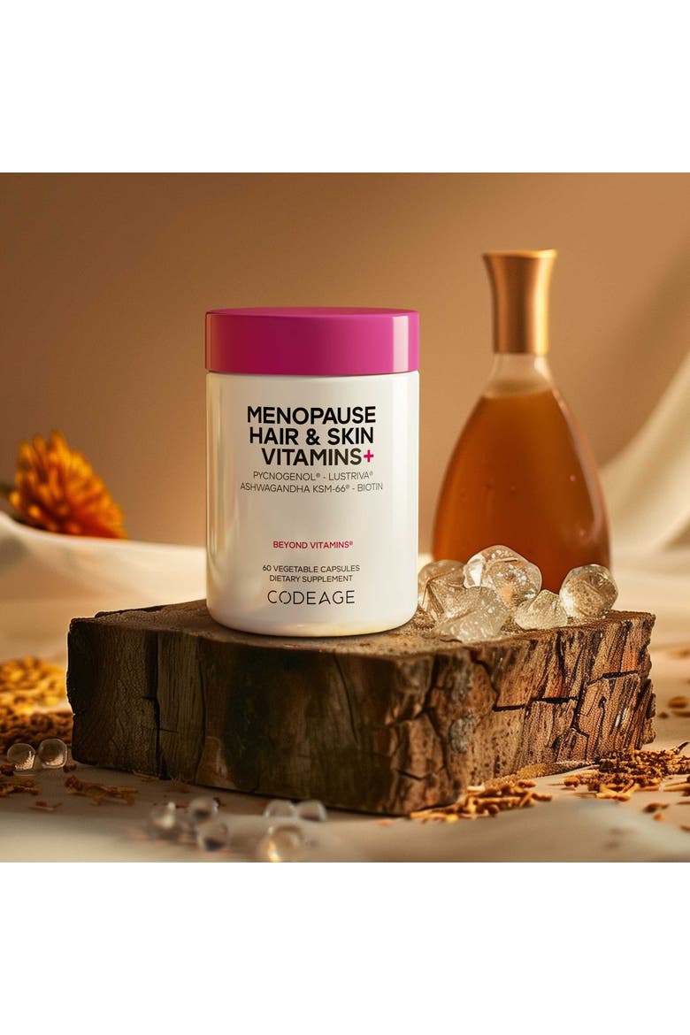Menopause Hair & Skin Vitamins+, Biotin, Lustriva, Pycnogenol Supplement, Alternate, color, White