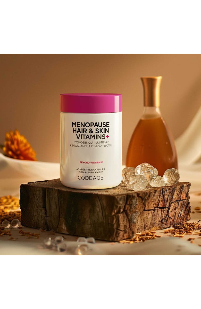 Codeage Menopause Hair & Skin Vitamins+, Biotin, Lustriva, Pycnogenol Supplement, Alternate, color, White