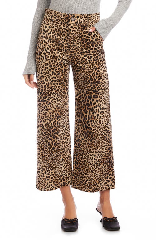 Fifteen Twenty Rylee Leopard Wide Leg Crop Corduroy Pants In Animal Print