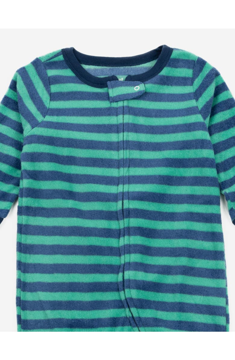 Leveret Kids Fleece Footed Printed Holiday Pajamas, Alternate, color, Striped Blue & Green