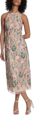 Maggy London Embroidered Floral Halter Neck Dress