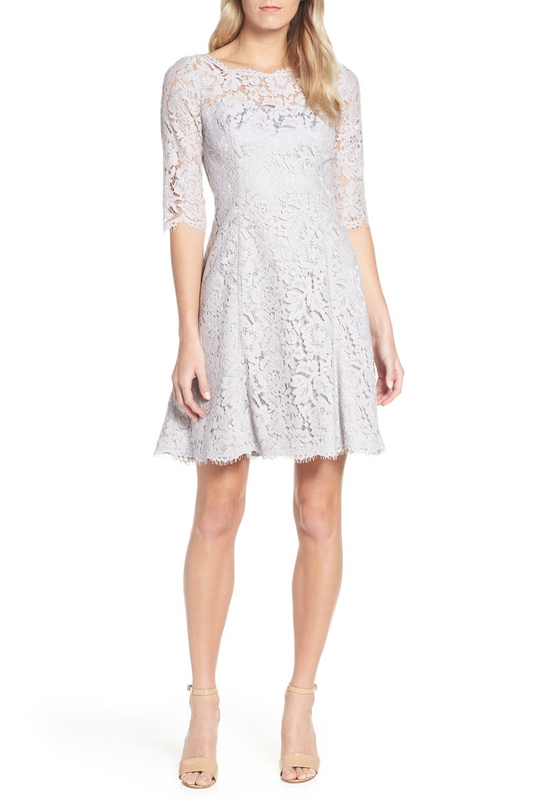 Lace Tulip Dress, Main, color, GREY
