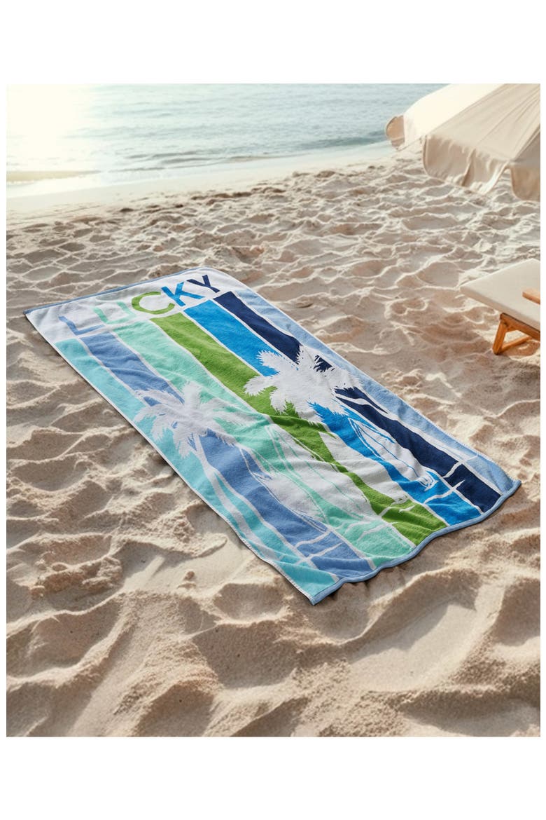 Surf Stripe Cotton Beach Towel, Alternate, color, BLUE