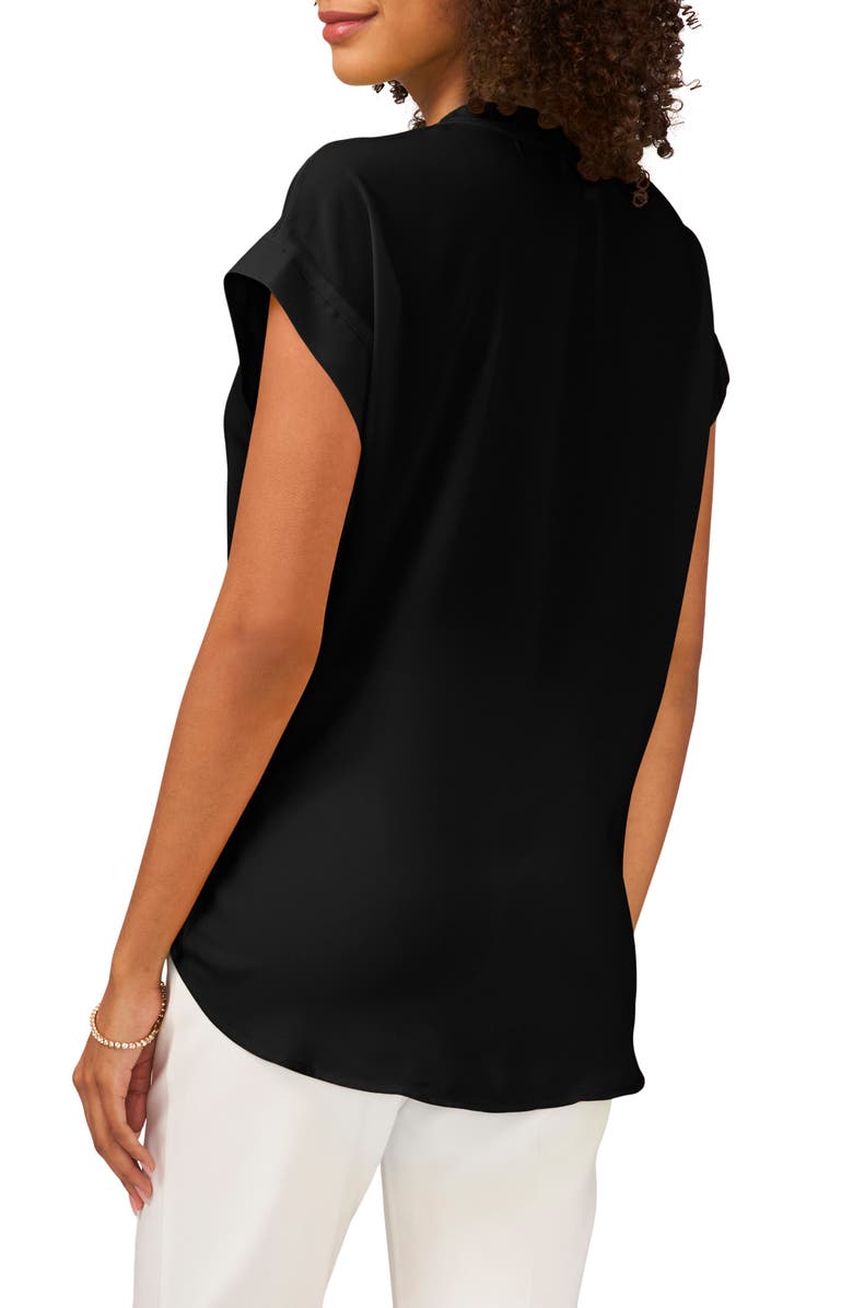 Chaus Split Neck Georgette Blouse, Alternate, color, Black