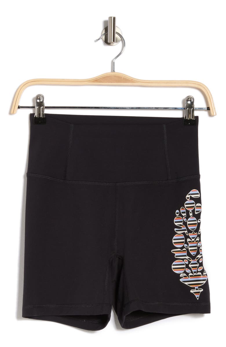 FREE PEOPLE MOVEMENT Metallic Logo Never Better Bike Shorts, Main, color, Black Combo